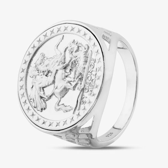 Sterling Silver St George Coin Ring S2007