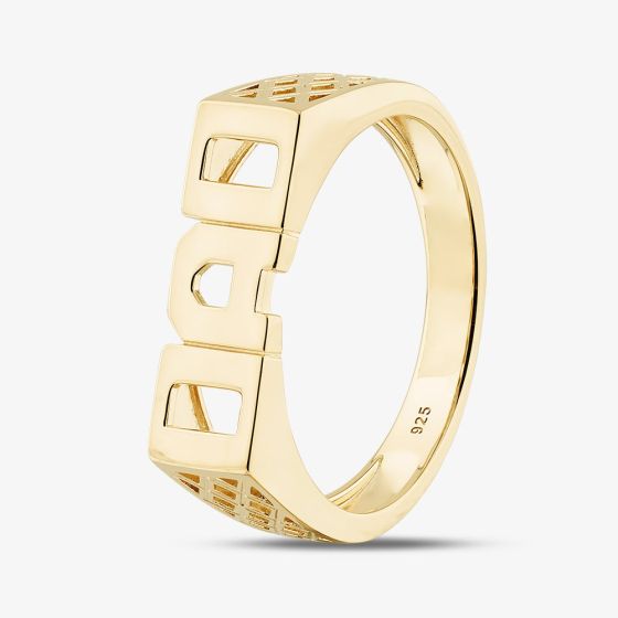 Silver Gold Plated Dad Signet Ring S2004Y