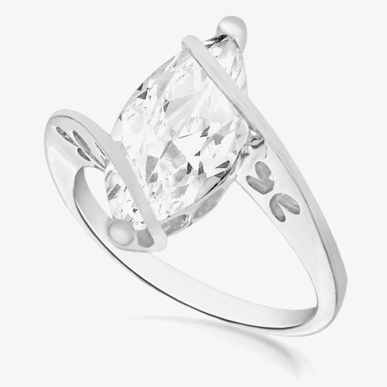 Sterling Silver Crystal Butterfly Navette Ring 8.84.5141