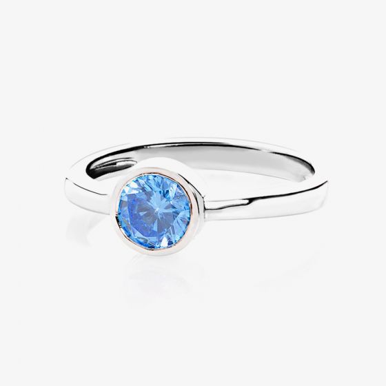 Silver March Blue Cubic Zirconia Ring WR1282-CZ-AQ-Q