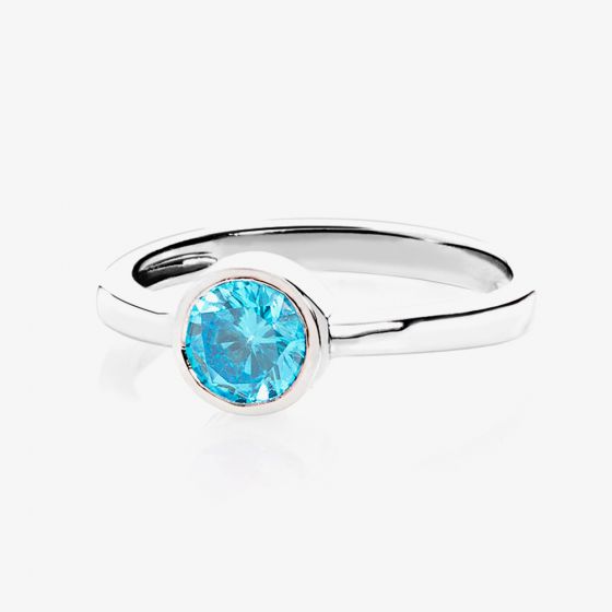 Silver December Blue Cubic Zirconia Ring WR1282-CZ-BT