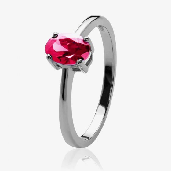 Silver January Oval 'Garnet Pink' Cubic Zirconia Ring OJS0018R-CZ-G