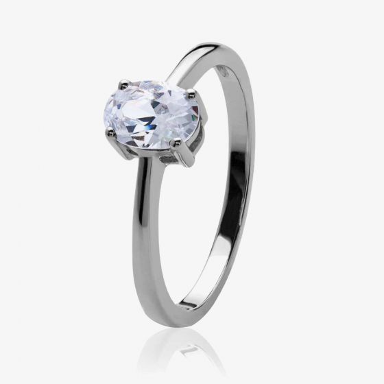 Silver April Oval 'Diamond White' Cubic Zirconia Ring OJS0018R-CZ-D