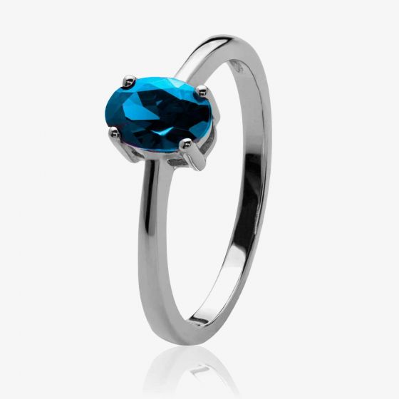 Silver December Oval 'Topaz Blue' Cubic Zirconia Ring OJS0018R-CZ-BT