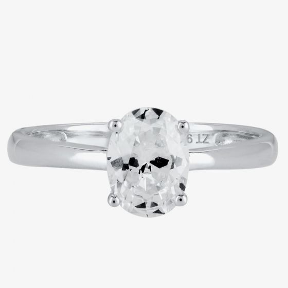 Silver Oval Four Claw Ring BSR0033-CZ