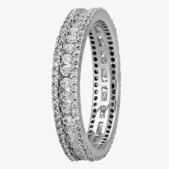 Silver Clear Cubic Zirconia 3 Row Band Ring ASHR007-CZ