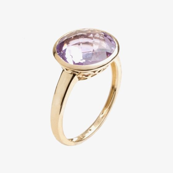 9ct Gold Single Stone Faceted Amethyst Ring 9DR389-AM-Y