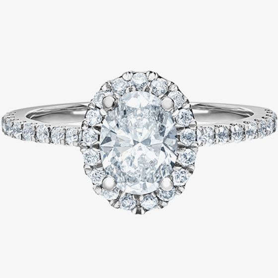 Platinum Lab Grown 1.42ct Oval Diamond Halo Ring 31163/135
