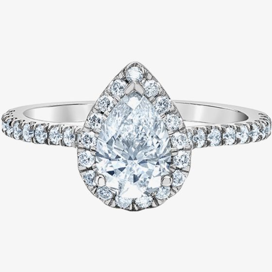 Platinum Lab Grown 1.38ct Pear Diamond Halo Ring 31164/135