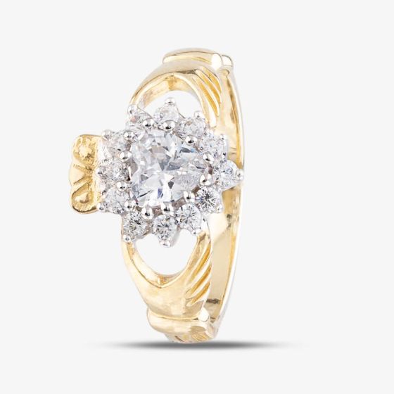 9ct Yellow Gold Cubic Zirconia Heart Claddagh Ring DIV005YC
