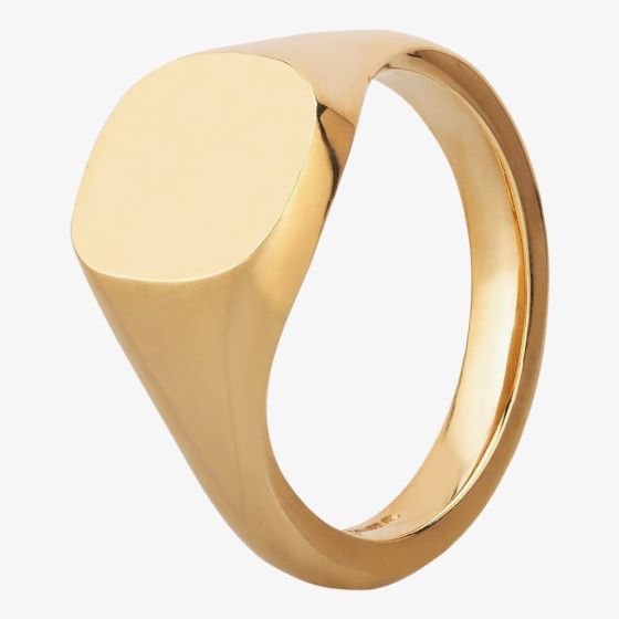 9ct Gold Mens Plain Cushion Signet Ring FSR2-11X10