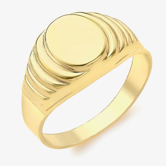 9ct Yellow Gold Ribbed Signet Ring 1.81.0249