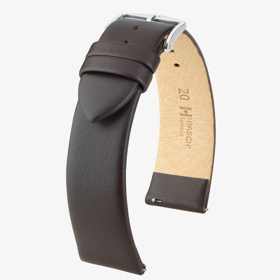 HIRSCH TORONTO Long Fine-Grained Brown Leather Watch Strap 037 02 0 10-2