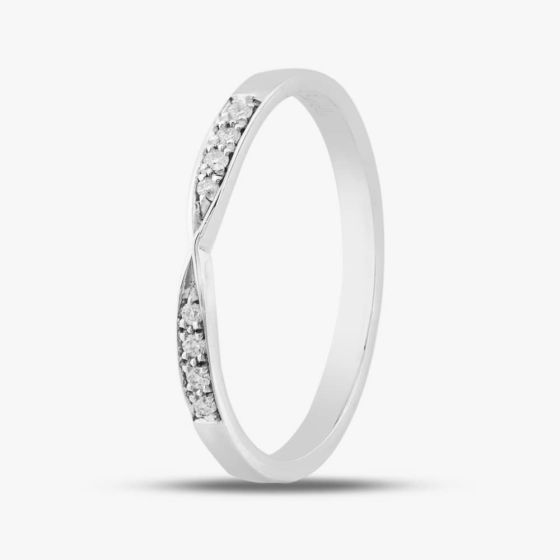 Brown & Newirth 9ct White Gold Brilliant Cut Diamond Twist Wedding Ring STF24 9W LDS