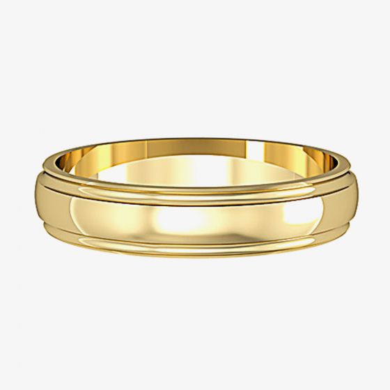 9ct 4mm D-Shape 1 Line Edge Wedding Ring ST-R427D