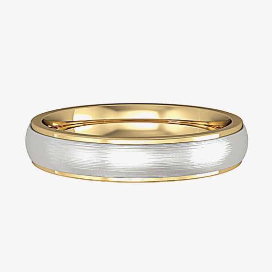 9ct Gold Two Colour 4mm Satin Court Ring R44E081