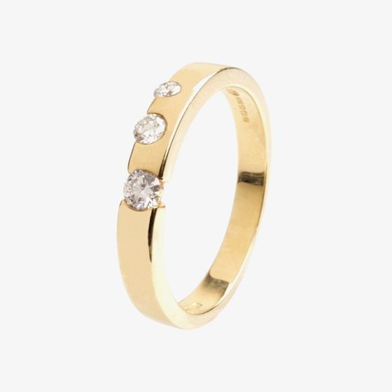 18ct Gold Three Stone Diamond Set Band Ring 18DR171-Y