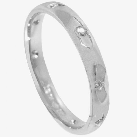 Ladies 9ct White Gold 3mm Diamond Set Light Court Wedding Ring 3-LCT-5029-8D  