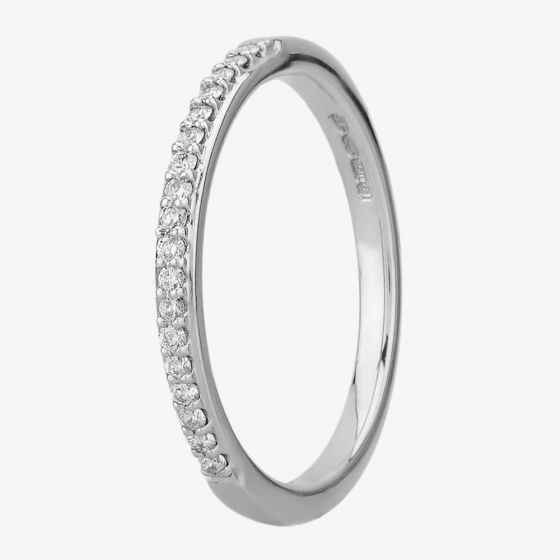 18ct White Gold 2mm Narrow Pavé-set Diamond Wedding Ring 9708/18W/DQ10