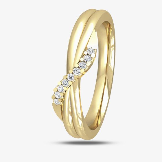 9ct Yellow Gold 3mm Diamond Twist Wedding Ring  9463/9Y/DQ10