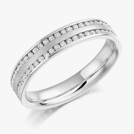 Platinum 0.55ct Double Row Diamond Court Ring FET992 J