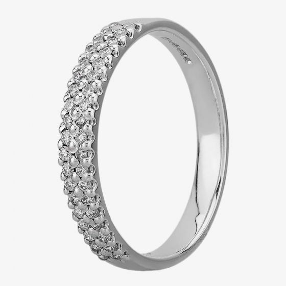 9ct White Gold 3.1mm Double Pavé-set Diamond Wedding Ring 9150/9W/DQ10