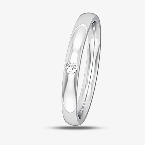 9ct White Gold 2.5mm 1 Diamond Court Wedding Ring ST-R53BVA