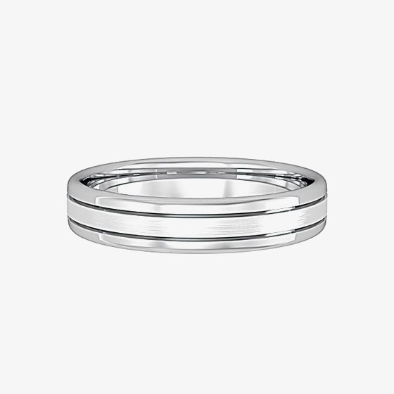 9ct White Gold 4mm Matte/Polished Court Ring R561J2 
