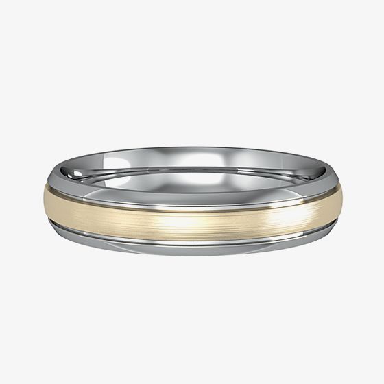 9ct Gold Two Colour 4mm Satin Court Ring R24E052