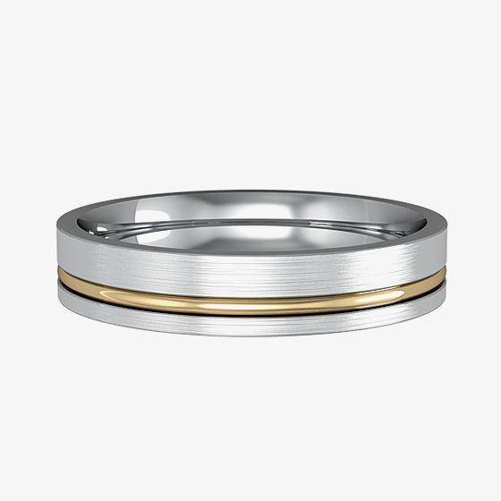 9ct Gold Two Colour 4mm Flat Court Ring R44E032