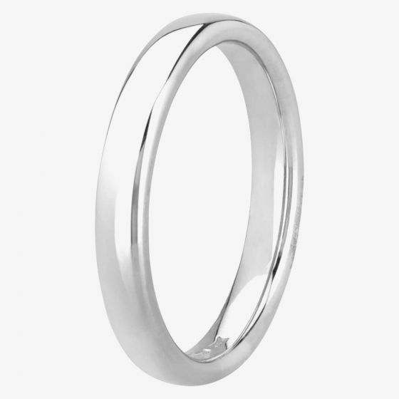 18ct White Gold 3mm Court Wedding Ring SCM3M18W