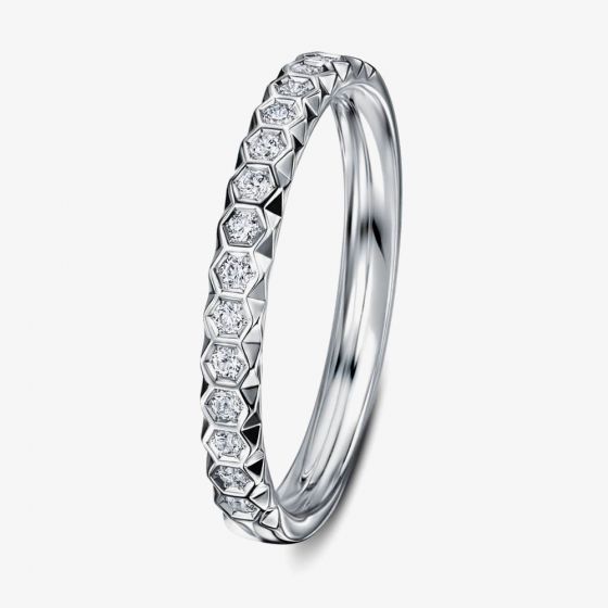 Geoghegan Chapiteau Platinum & Diamond 0.17ct Hexagonal Cut Wedding Band Ring CHA14/P