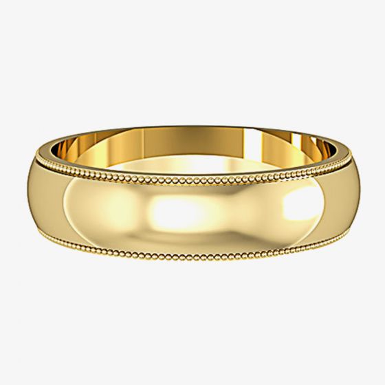 9ct 5mm D-Shape Beaded Edge Wedding Ring ST-R428A