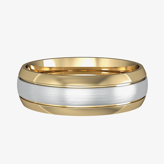 9ct Gold 2 Colour 6mm Satin Court Ring R26E071
