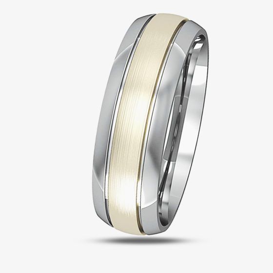 9ct Two-Tone Satin 6mm Court Ring R26E052