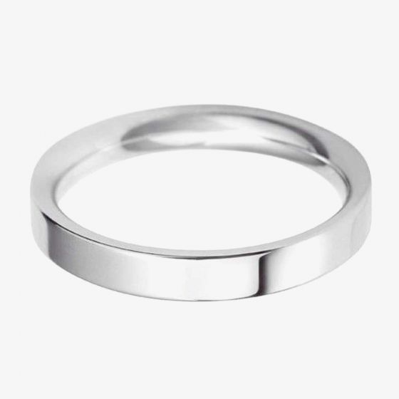 Platinum 3.0mm Flat Court Wedding Ring BFC3.0PlaT