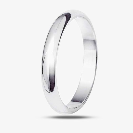 Platinum 3.0mm D-Shape Wedding Ring BD3.0PlaT