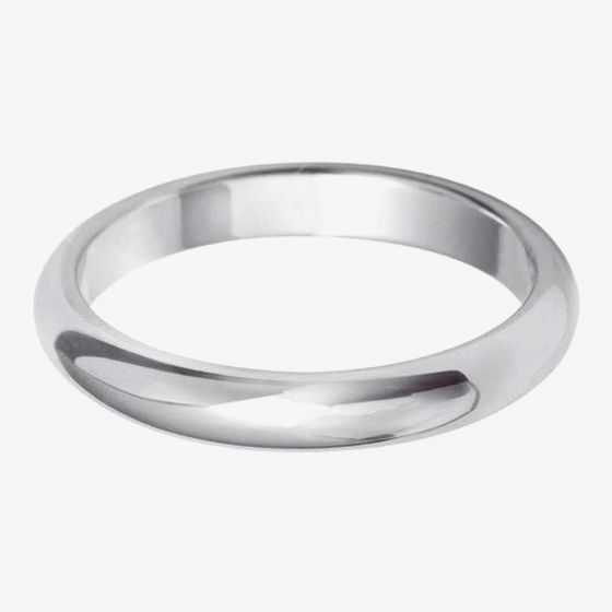 9ct White Gold 2.5mm D-Shape Wedding Ring BD2.5 9W