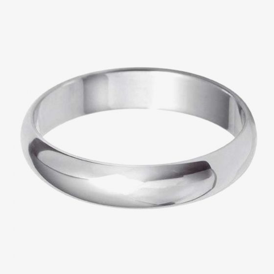 9ct White Gold 4.0mm D-Shape Wedding Ring BD4.0 9W