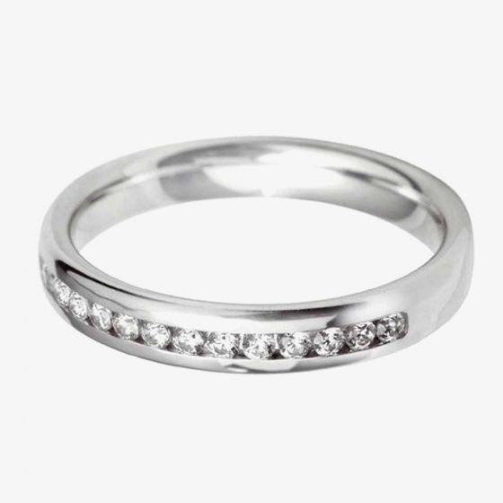 Platinum 3.5mm Channel Set Diamond Court Wedding Ring WGH5/3.5X125PlaT HSI