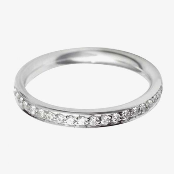 Platinum 2.5mm Full Grain Set Diamond Court Wedding Ring WG11/2.5R125PlaT HSI