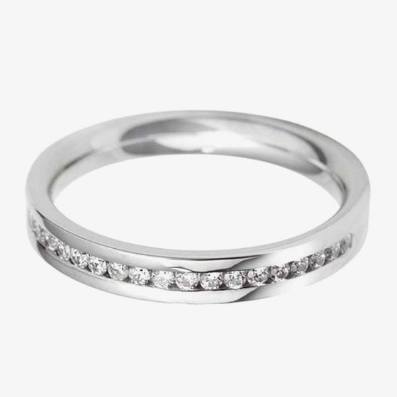 Platinum 3.0mm Channel Set Diamond Flat Court Wedding Ring WGH2/3R125 Plat HSI-N