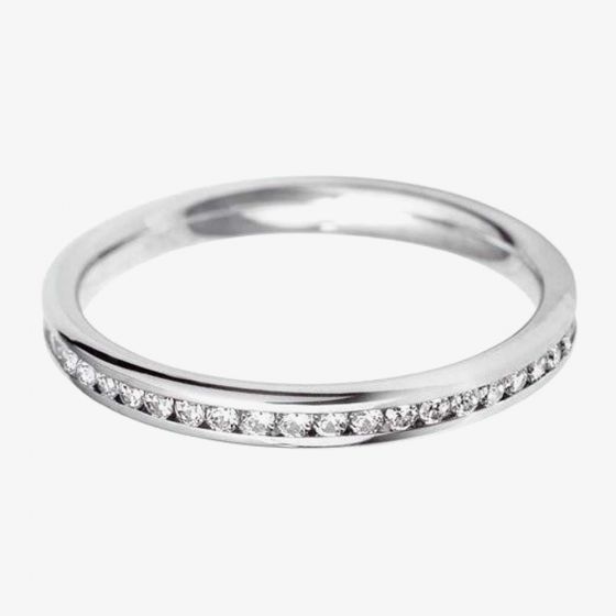 18ct White Gold 2.5mm Full Channel Set Diamond Wedding Ring WG5/2.5R125 18W HSI 