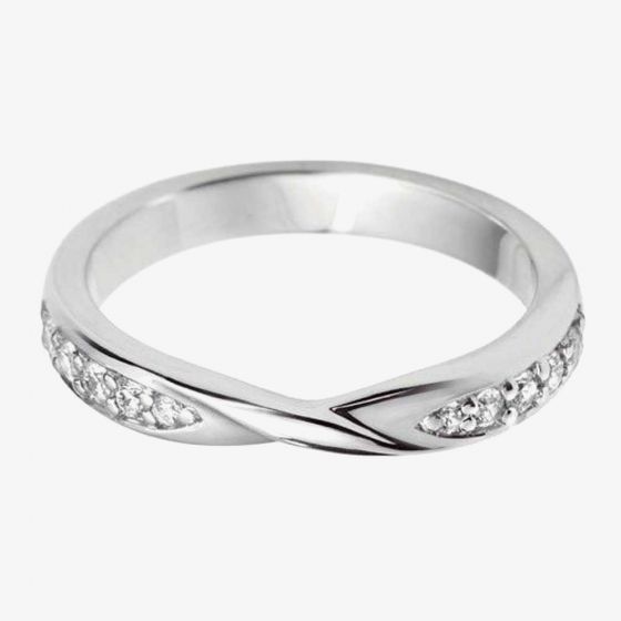 18ct White Gold 3.3mm Diamond Twist Wedding Ring WS22(3.3) 18W