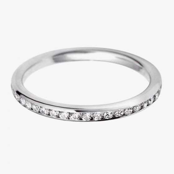 9ct White Gold 2.0mm Full Channel Set Diamond Court Wedding Ring WG5/2R125 9W HSI