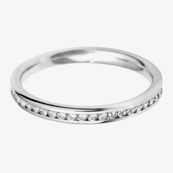 9ct White Gold 2.5mm Full Channel Set Diamond Court Wedding Ring WG5/2.5R125 9W HSI