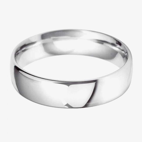 9ct White Gold 6.0mm Court Wedding Ring BC6.0 9W