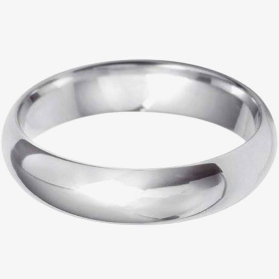 9ct White Gold 5mm D-Shape Wedding Ring BD5.0 9W