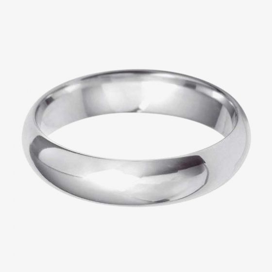 9ct White Gold 6.0mm D-Shape Wedding Ring BD6.0 9W