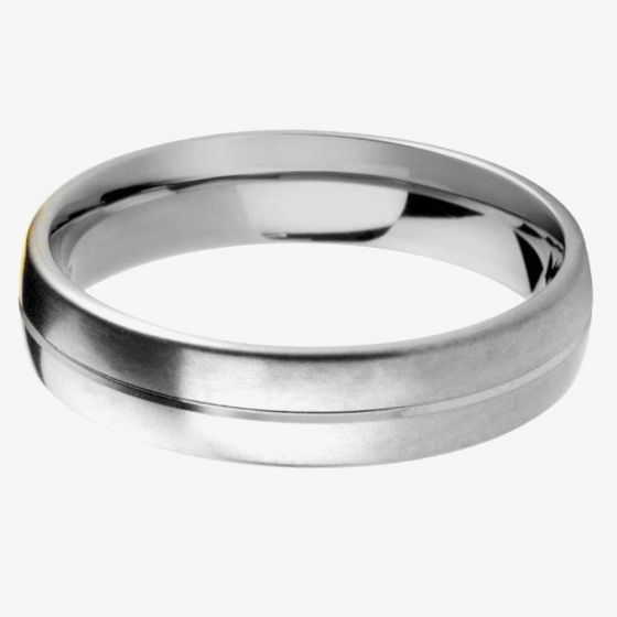 Palladium 5.0mm Court Satin and Polished Wedding Ring BC5.0/F09PALL